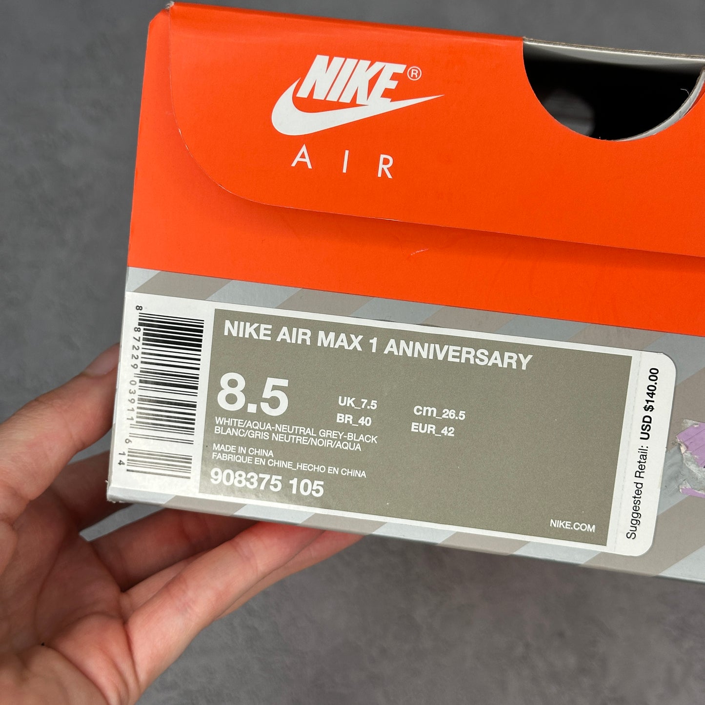 Nike Air Max 1 Anniversary Aqua *pre-owned* SIZE 8.5
