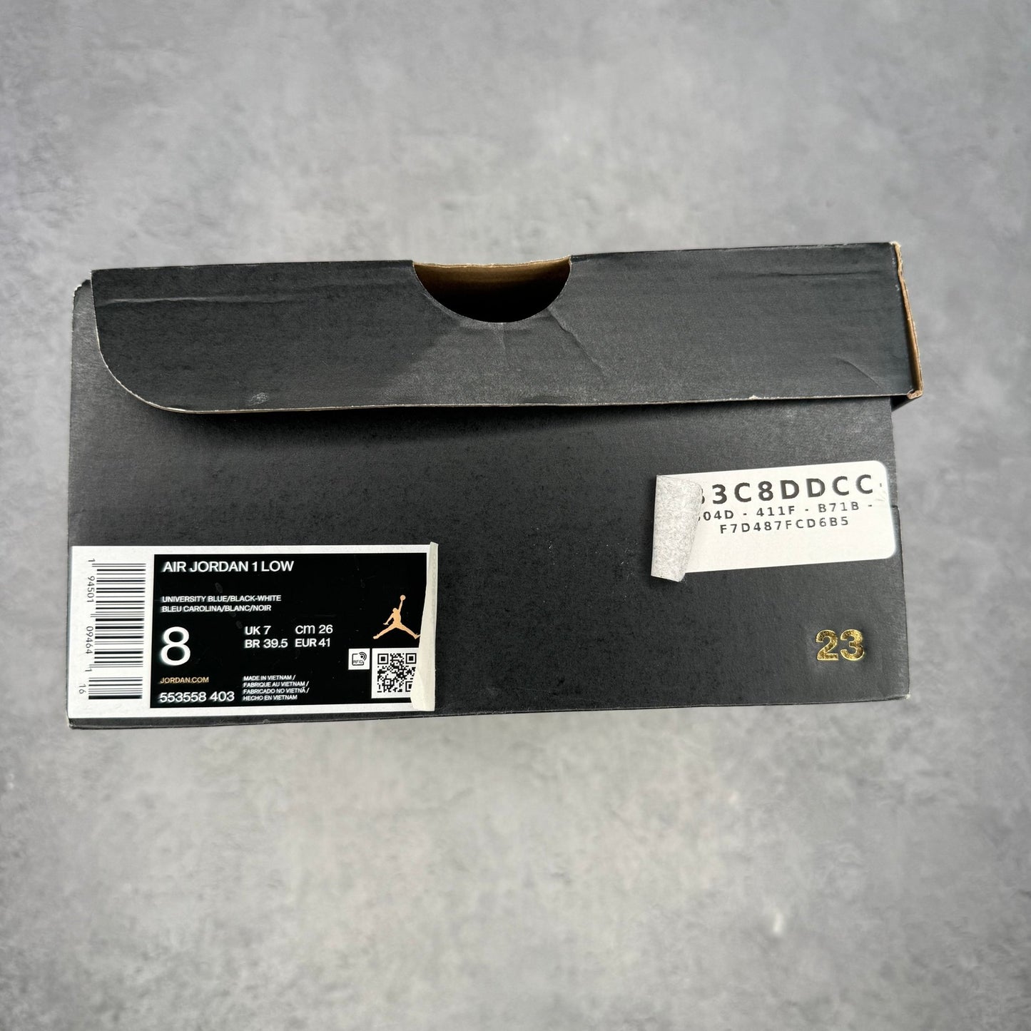 Jordan 1 Low University Blue Black *pre - owned* SIZE 8 - Kicks Collective PA - Jordan - 553558-403 - Men's Shoes - 8M/9.5W - Pre - Owned