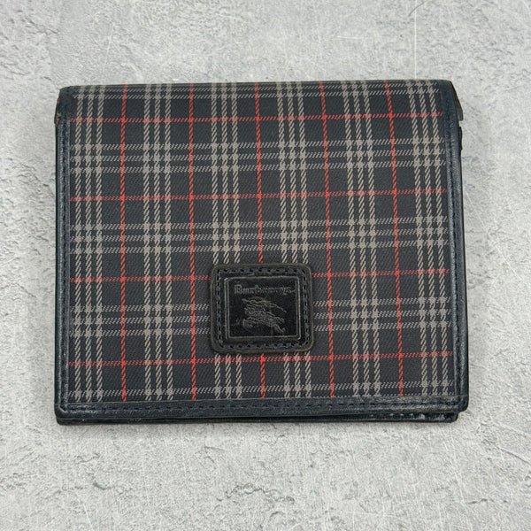Burberry Nova Check Navy and Red Bifold Canvas Wallet *pre-owned*