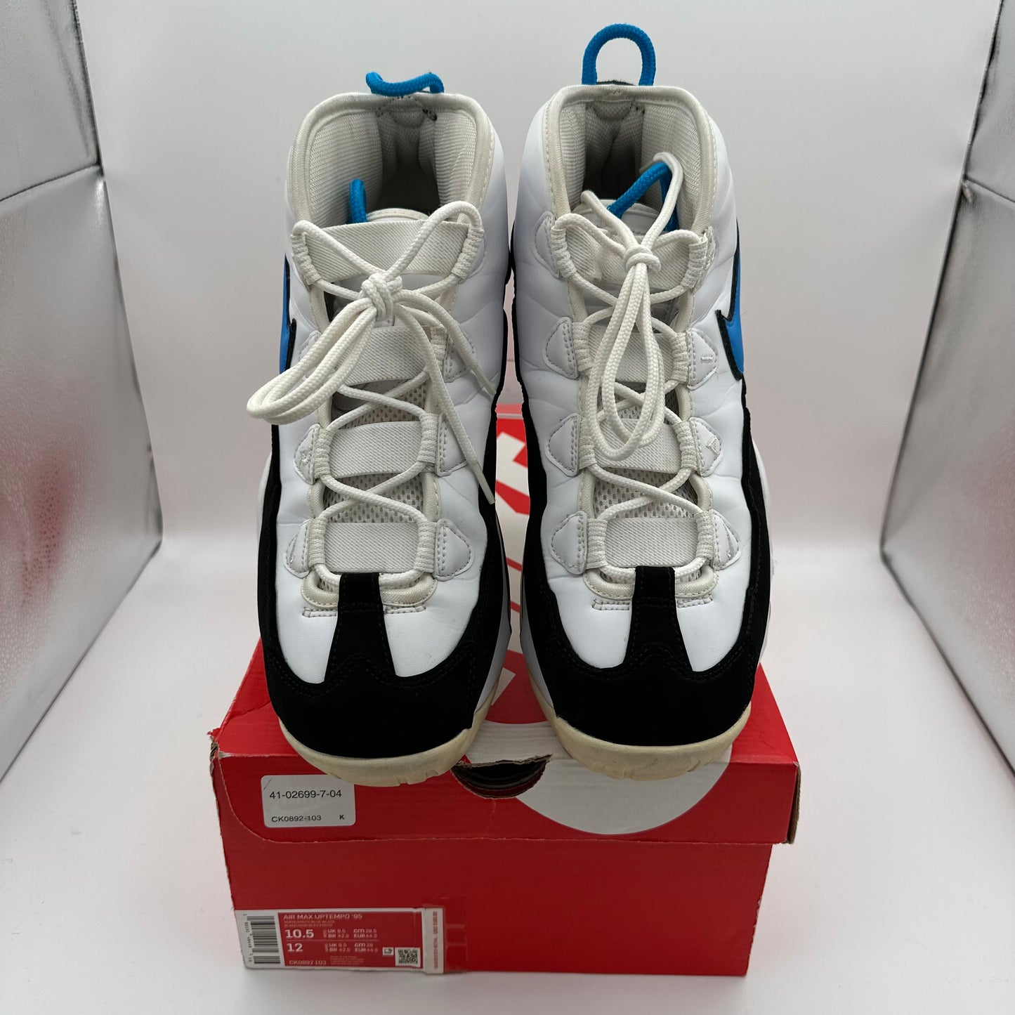 Nike Air Max Uptempo 95 White Photo Blue Black *pre-owned* (SIZE 10.5)