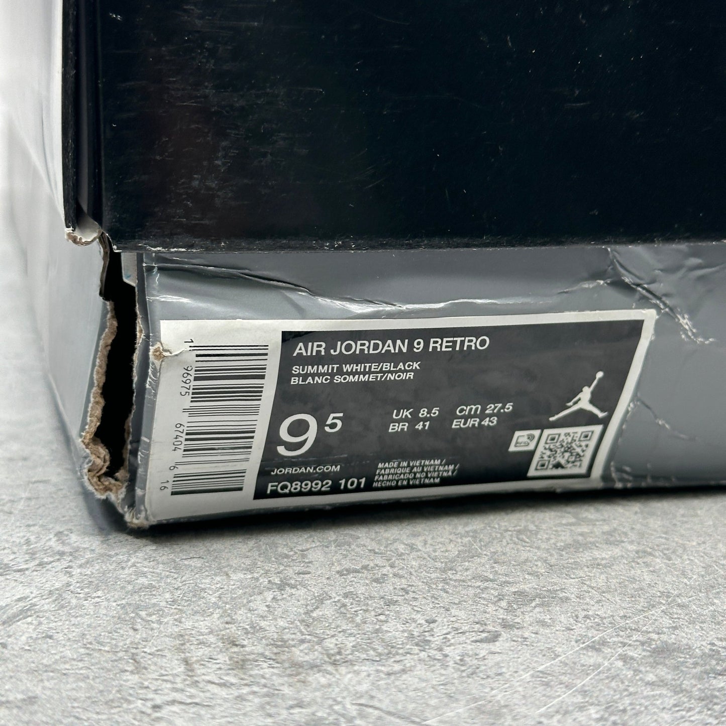 Jordan 9 Retro Powder Blue (2024) *pre - owned* SIZE 9.5 - Kicks Collective PA - Jordan - FQ8992-101 - Men's Shoes - 9.5M/11W - Pre - Owned - Original Box (Damaged)