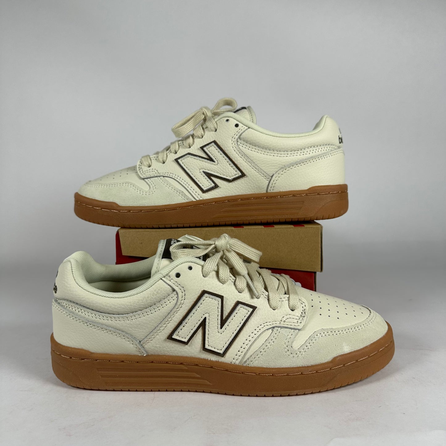New Balance Numeric 480 Sea Salt Brown Gum *pre-owned* size 9