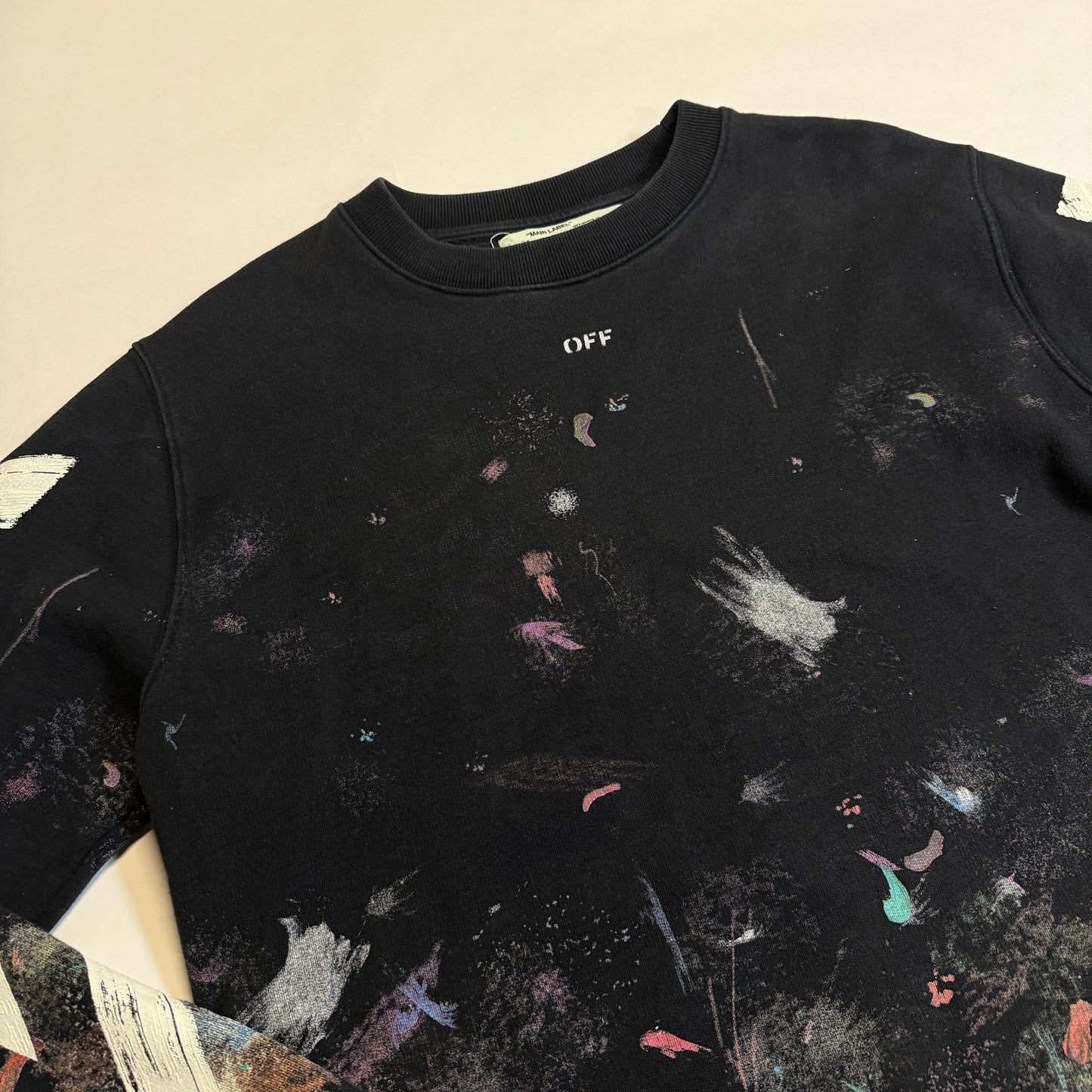 Off-White Galaxy Crewneck Sweatshirt Size Medium Pre-Owned Detail of Crewneck