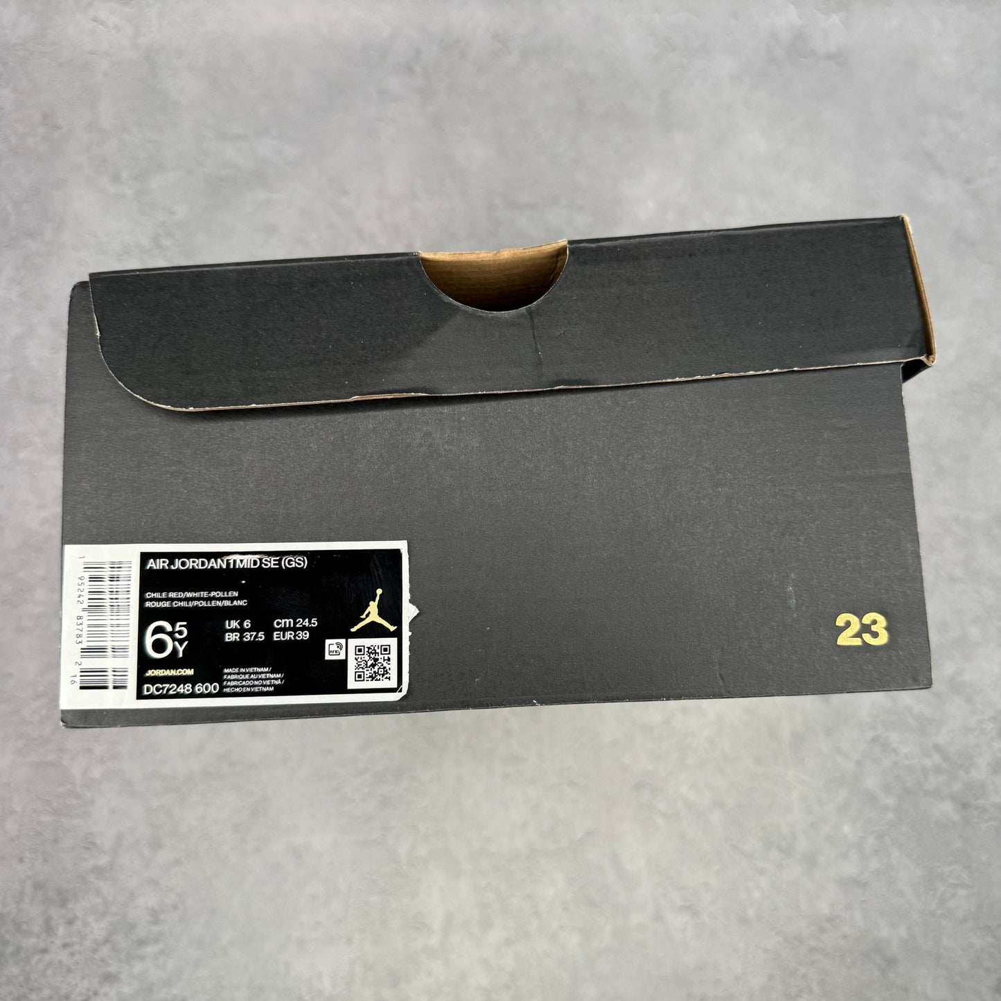 Jordan 1 Mid Barcelona Sweater Red Patent (GS) *pre - owned* SIZE 6.5Y - Kicks Collective PA - Jordan - DC7248-600 - Kid's Shoes - 6.5Y - Pre - Owned