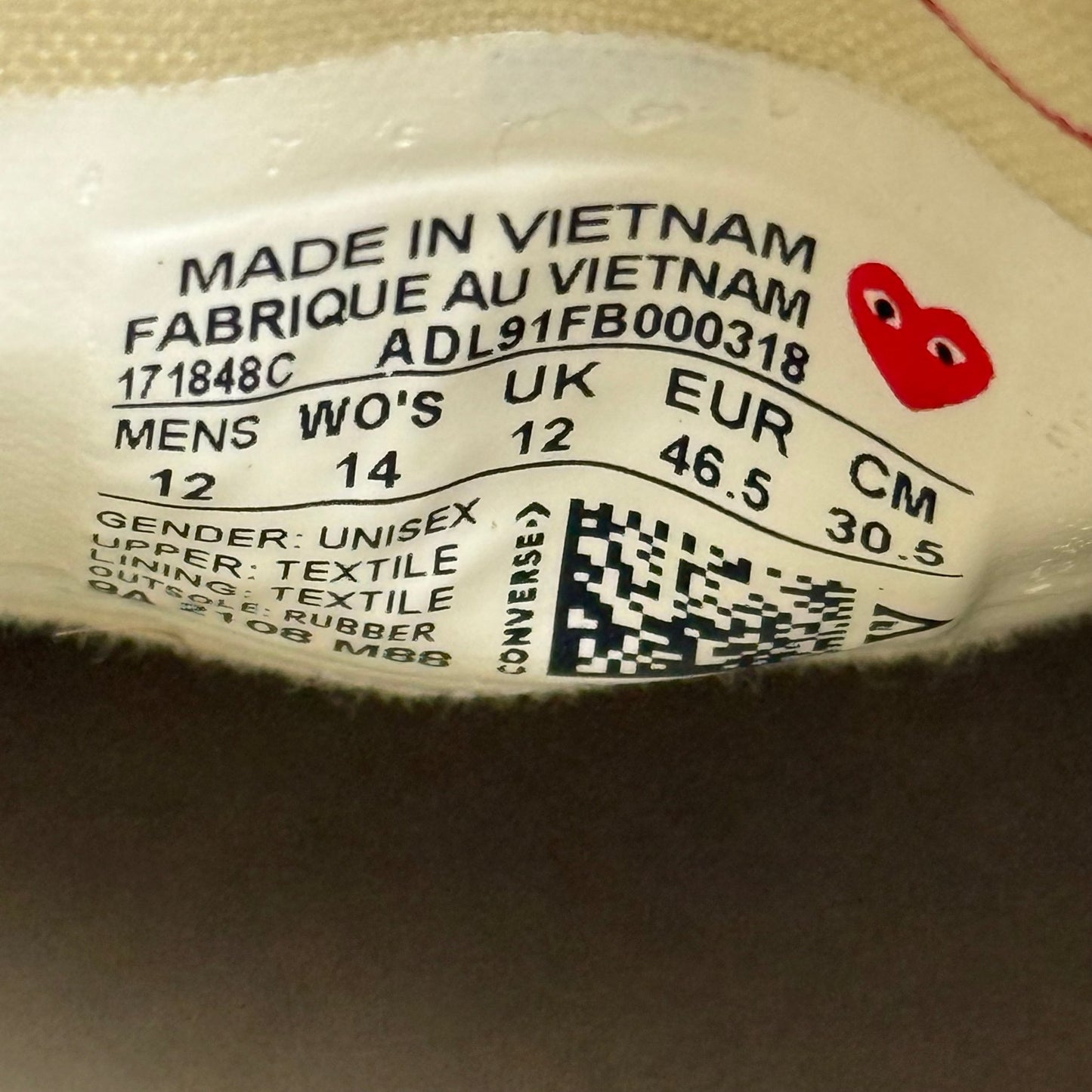 Converse Chuck Taylor All Star 70 Ox Comme des Garcons PLAY Blue Quartz *pre - owned* SIZE 12 - Kicks Collective PA - Converse - 171848C/A08798C - Men's Shoes - 12M/13.5W - Pre - Owned - No Box