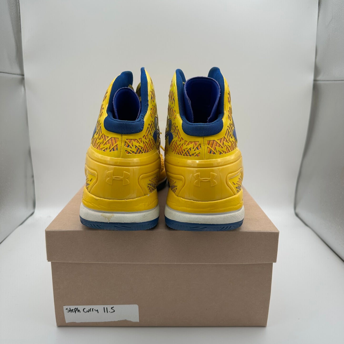 Under Armor Stephen Curry Blue Yellow Basketball Sneakers *pre-owned* (SIZE 11.5)