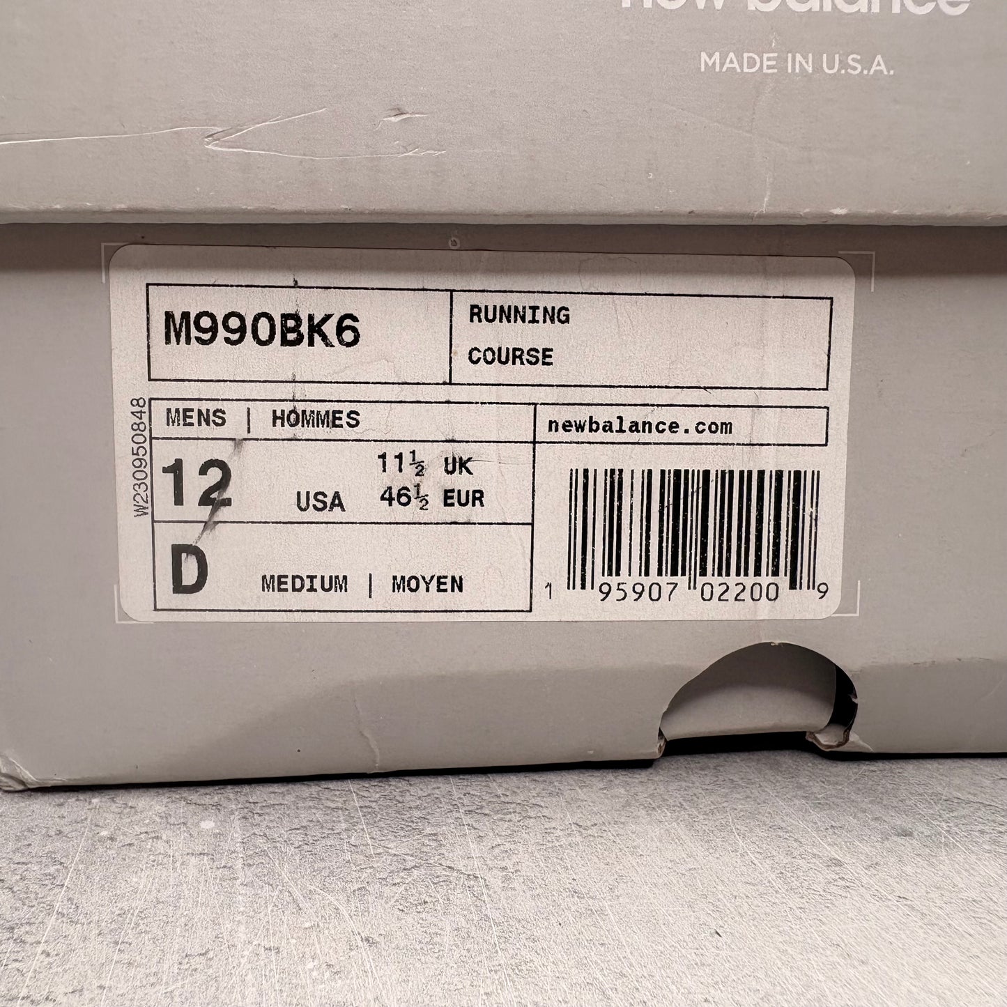 New Balance 990v6 MiUSA Black Grey White *pre-owned* SIZE 12