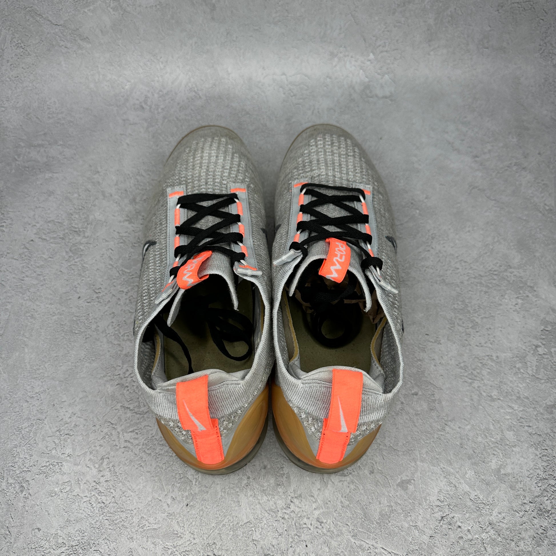 Nike Air VaporMax 2021 FK Grey Fog Bright Mango *pre-owned* SIZE 13