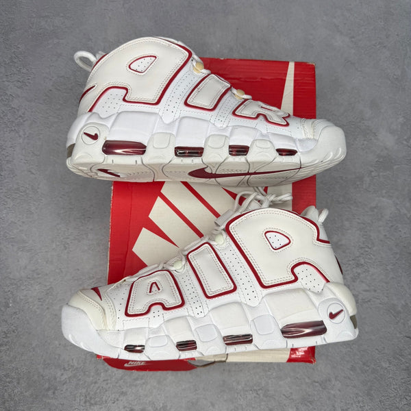 Nike Air More Uptempo White Varsity Red Outline *pre - owned* SIZE 7.5 - Kicks Collective PA - Nike - 921948-102 - Men's Shoes - 7.5M/9W - Pre - Owned - Original Box (Damaged)