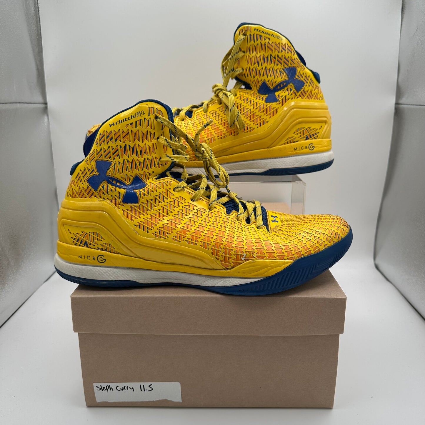 Under Armor Stephen Curry Blue Yellow Basketball Sneakers *pre-owned* (SIZE 11.5)