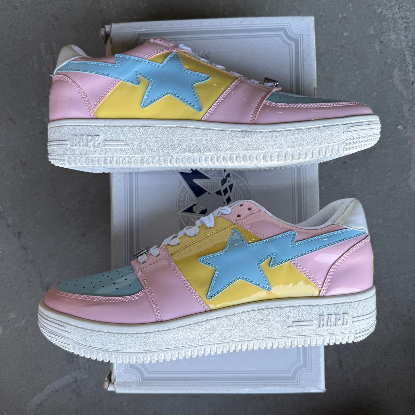 A Bathing Ape Bape Sta Low Tri-Color Pink (2018) *pre-owned* VNDS (SIZE 9.5)