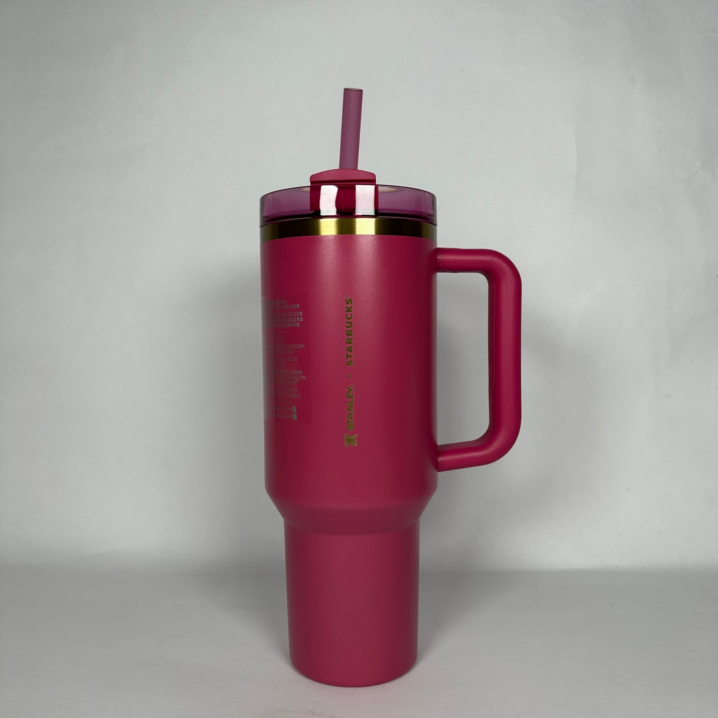 Stanley x Starbucks Holiday 2024 Flowstate Quencher 40oz Tumbler BERRY PINK GLITTER