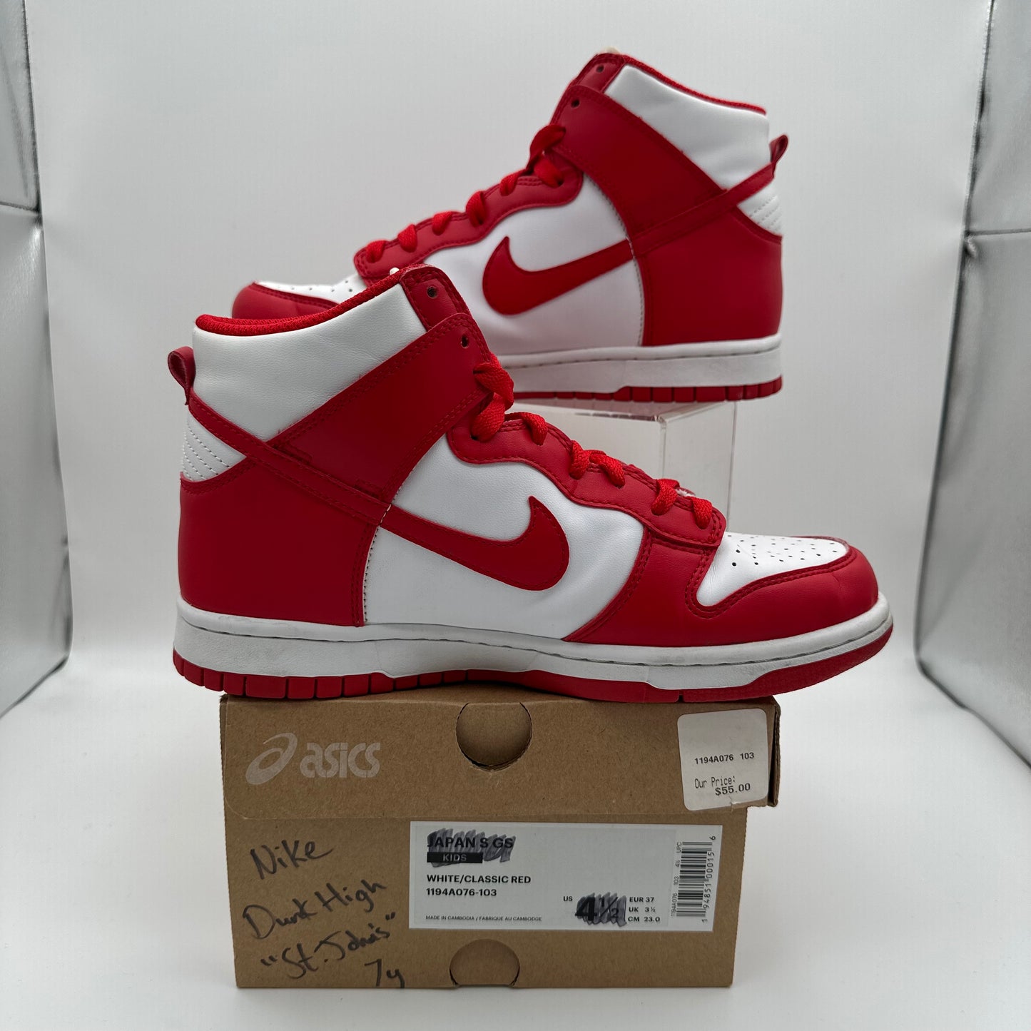 Nike Dunk High Championship White Red GS *pre-owned* (SIZE 7Y, replacement box)