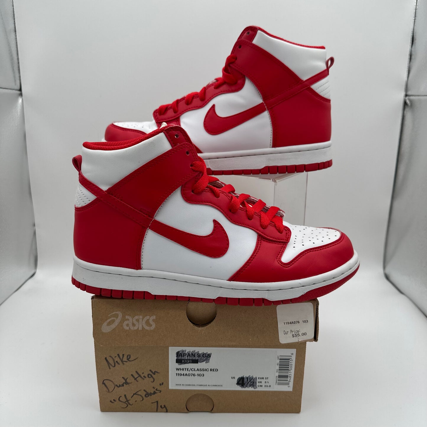 Nike Dunk High Championship White Red GS *pre-owned* (SIZE 7Y, replacement box)