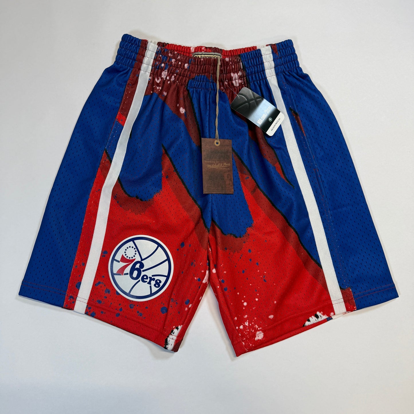 Mitchell and Ness 76ers Basketball Shorts, Classic 76ers basketball shorts by Mitchell & Ness. Retro design with authentic team colors and premium mesh fabric.