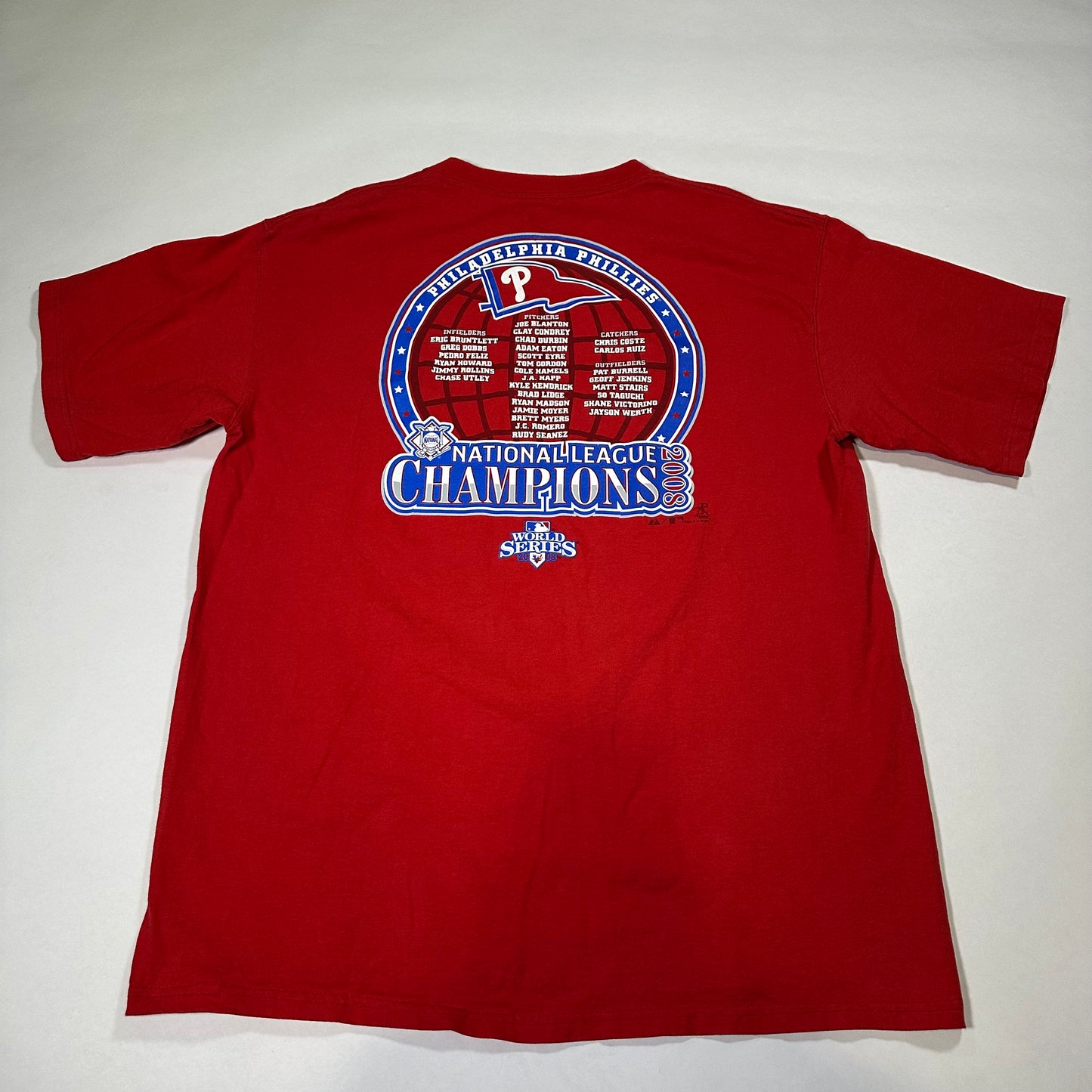 Philadelphia Phillies 2008 NL Championship Red T-Shirt *pre-owned*