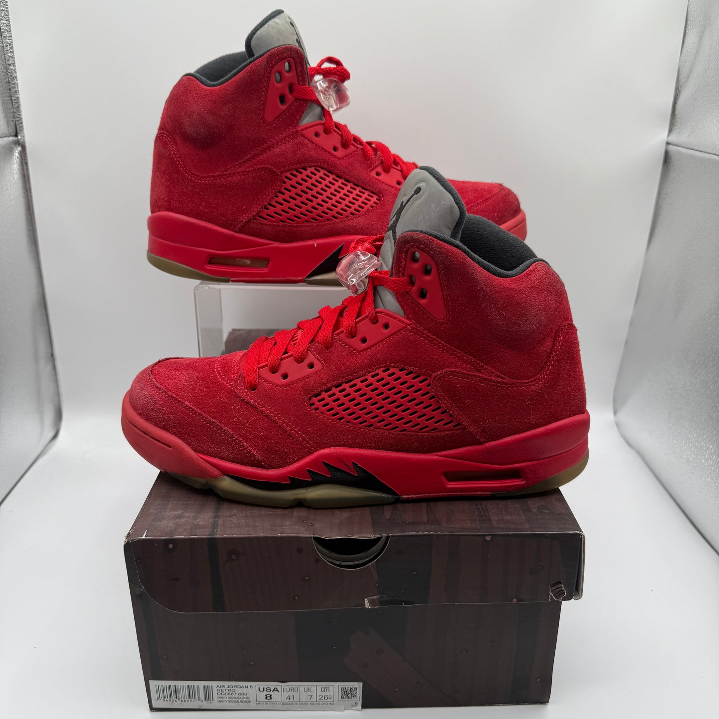 Jordan 5 Red Suede outside of shoe