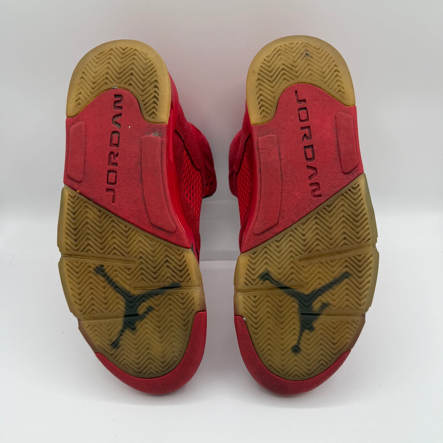 Jordan 5 Red Suede soles of shoes