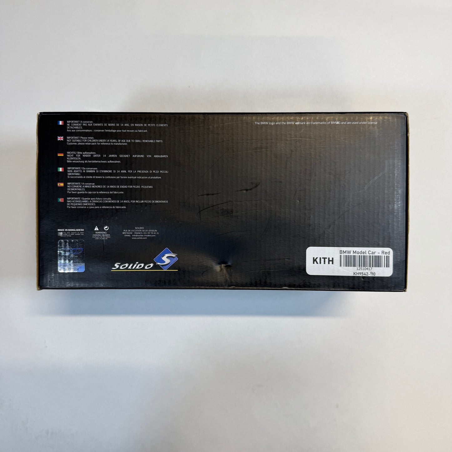 Kith x BMW M3 E30 Diecast Replica bottom of package