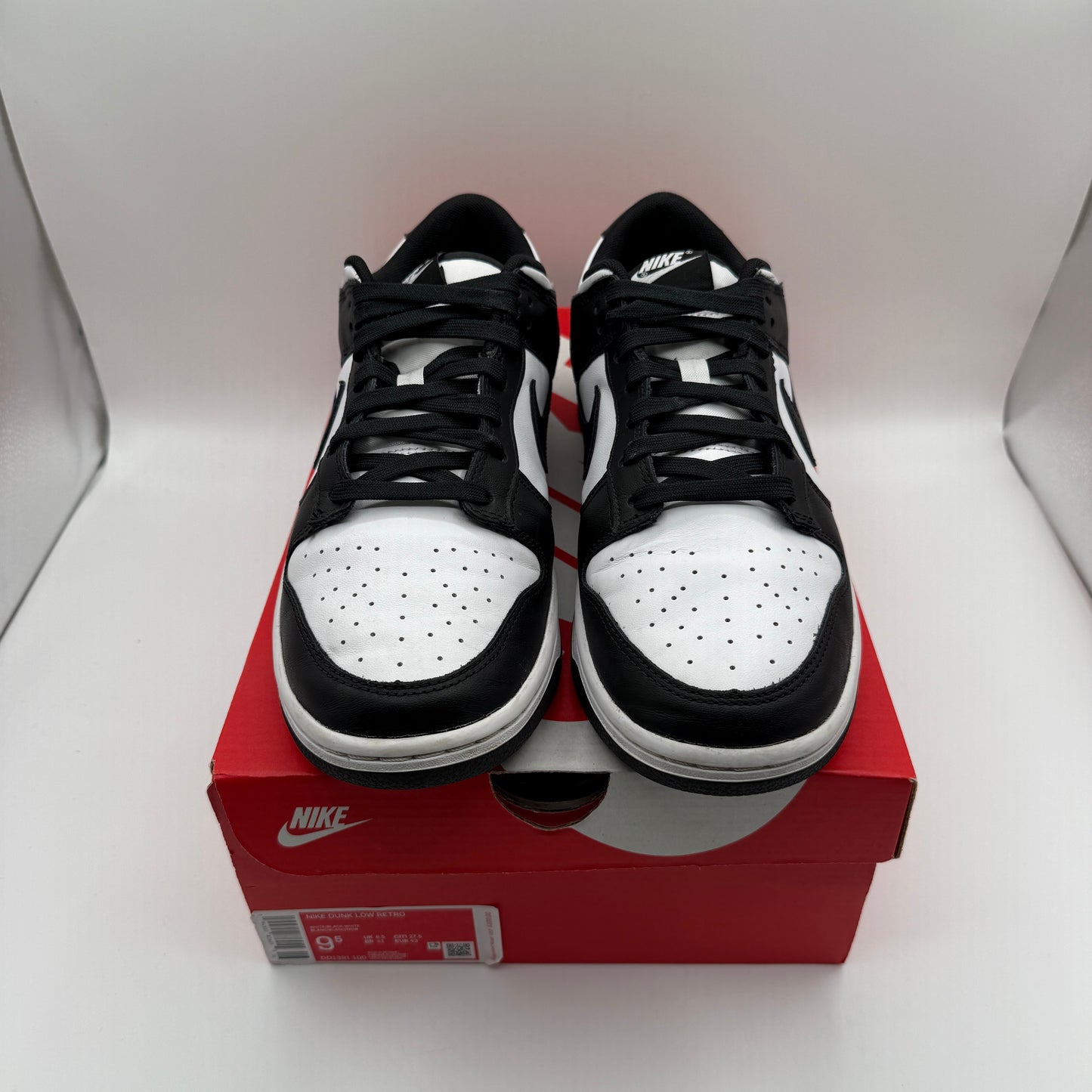 Nike Dunk Low Retro White Black Panda Front of Shoe