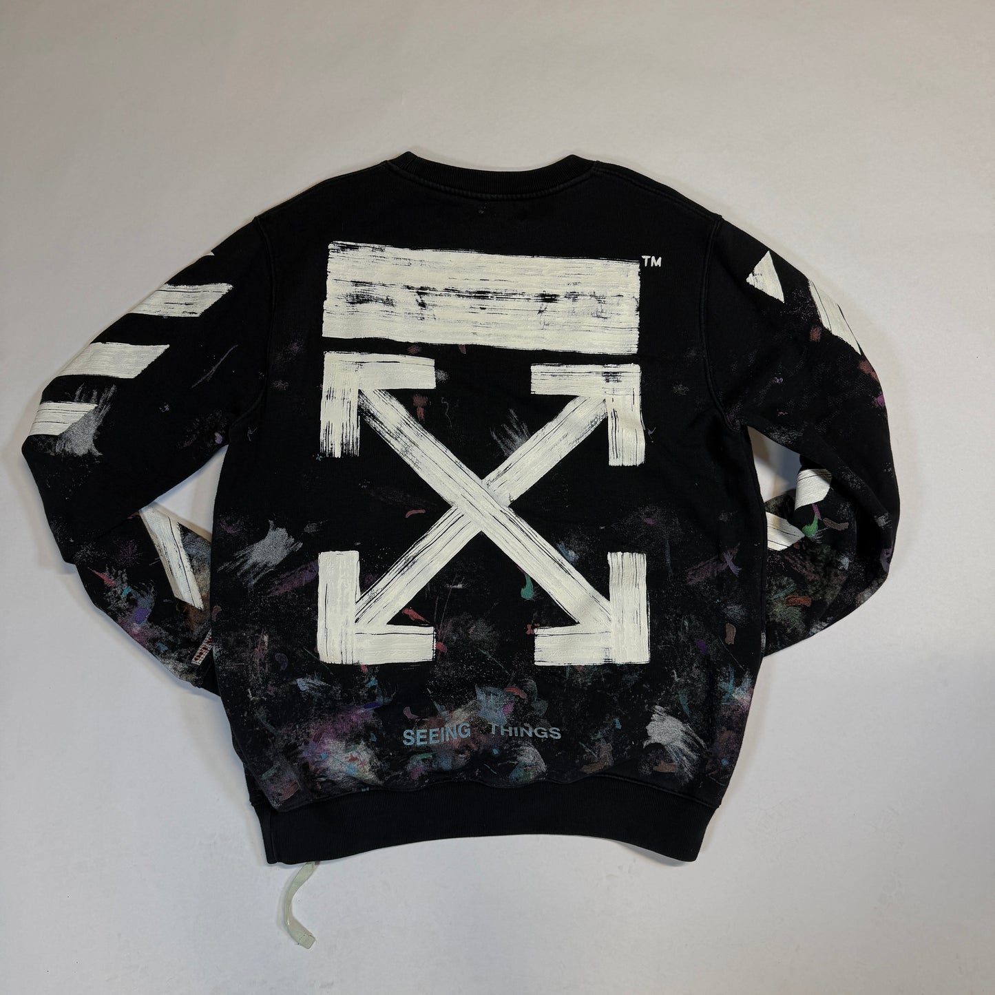 Off-White Galaxy Crewneck Sweatshirt Size Medium Pre-Owned Back of Crewneck