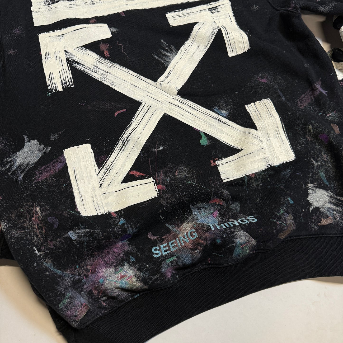 Off-White Galaxy Crewneck Sweatshirt Size Medium Pre-Owned Detail Back of Crewneck