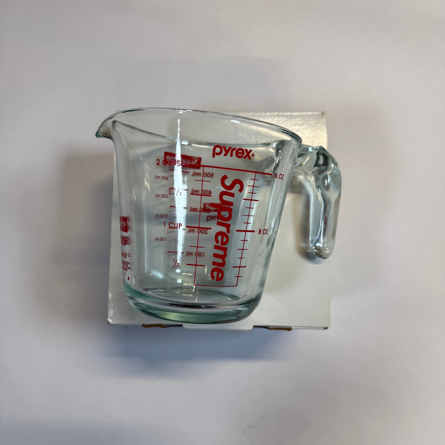 Supreme Pyrex 2-Cup Measuring Cup Clear back of Pyrex