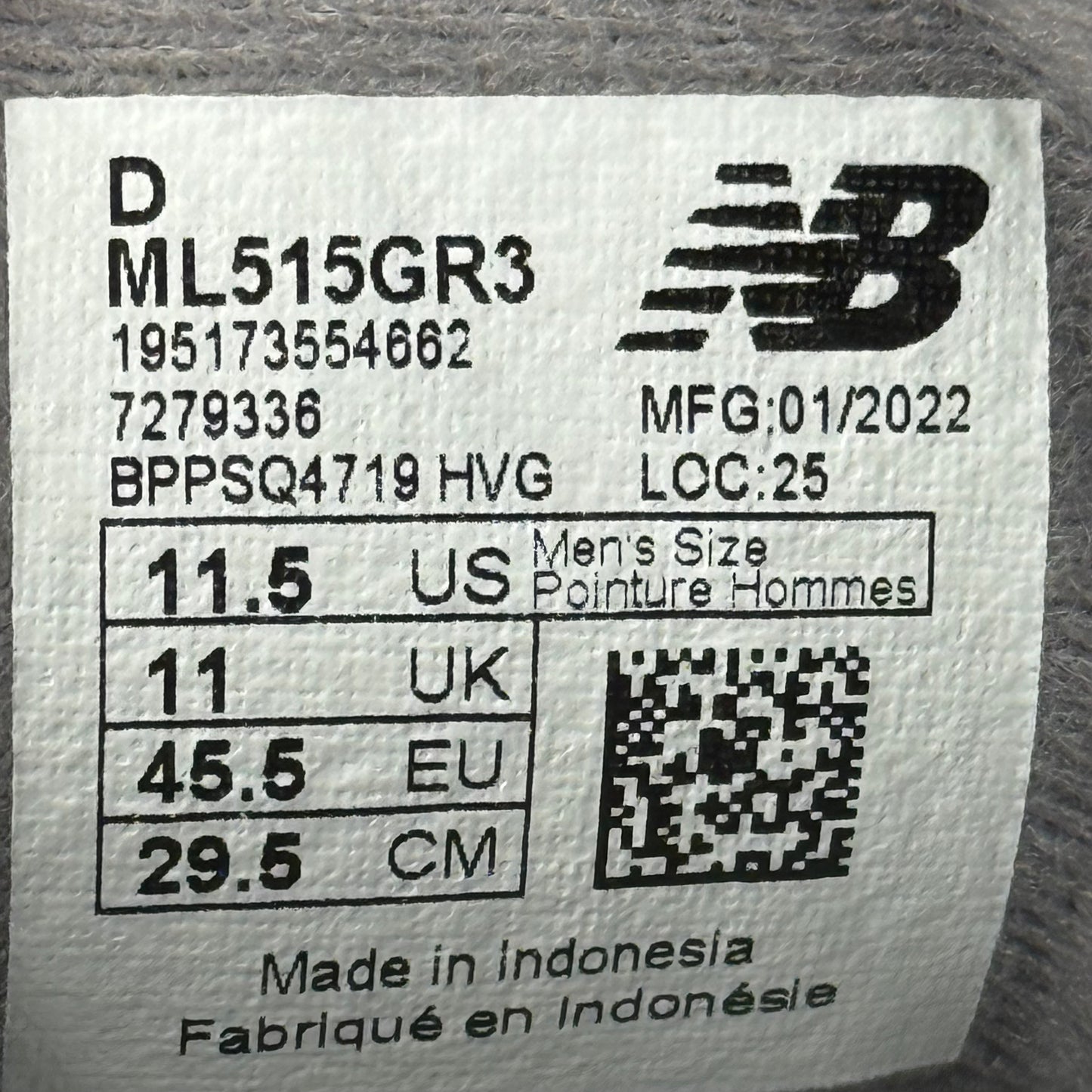 New Balance 515v3 Marblehead *pre-owned* SIZE 11.5