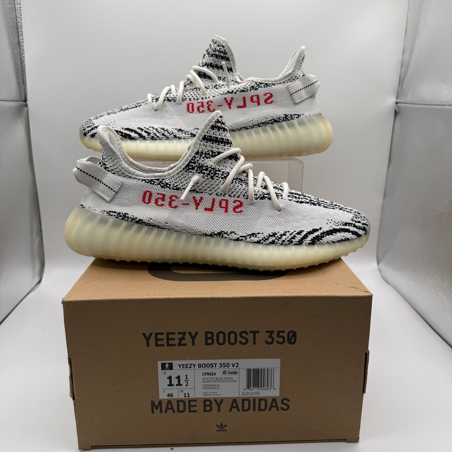 adidas Yeezy Boost 350 V2 Zebra outside of shoe