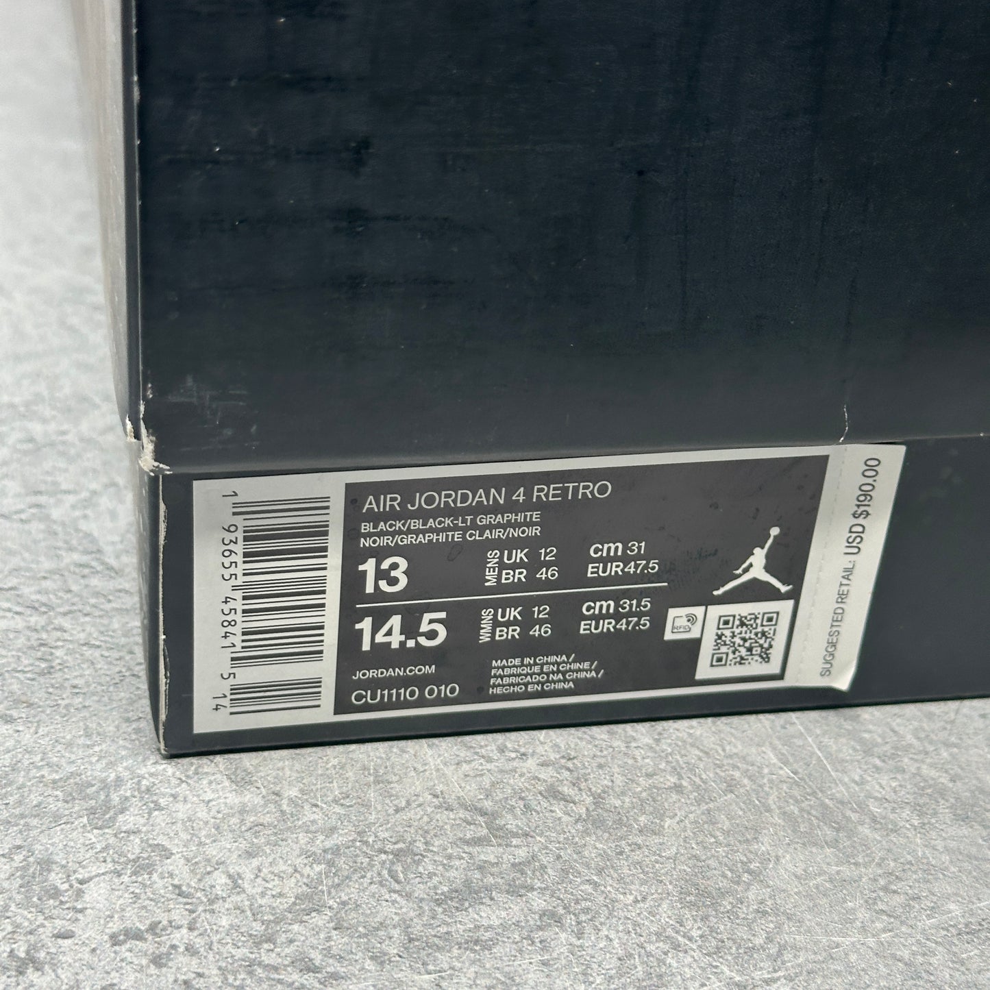 Jordan 4 Retro Black Cat (2020) *pre-owned* SIZE 13