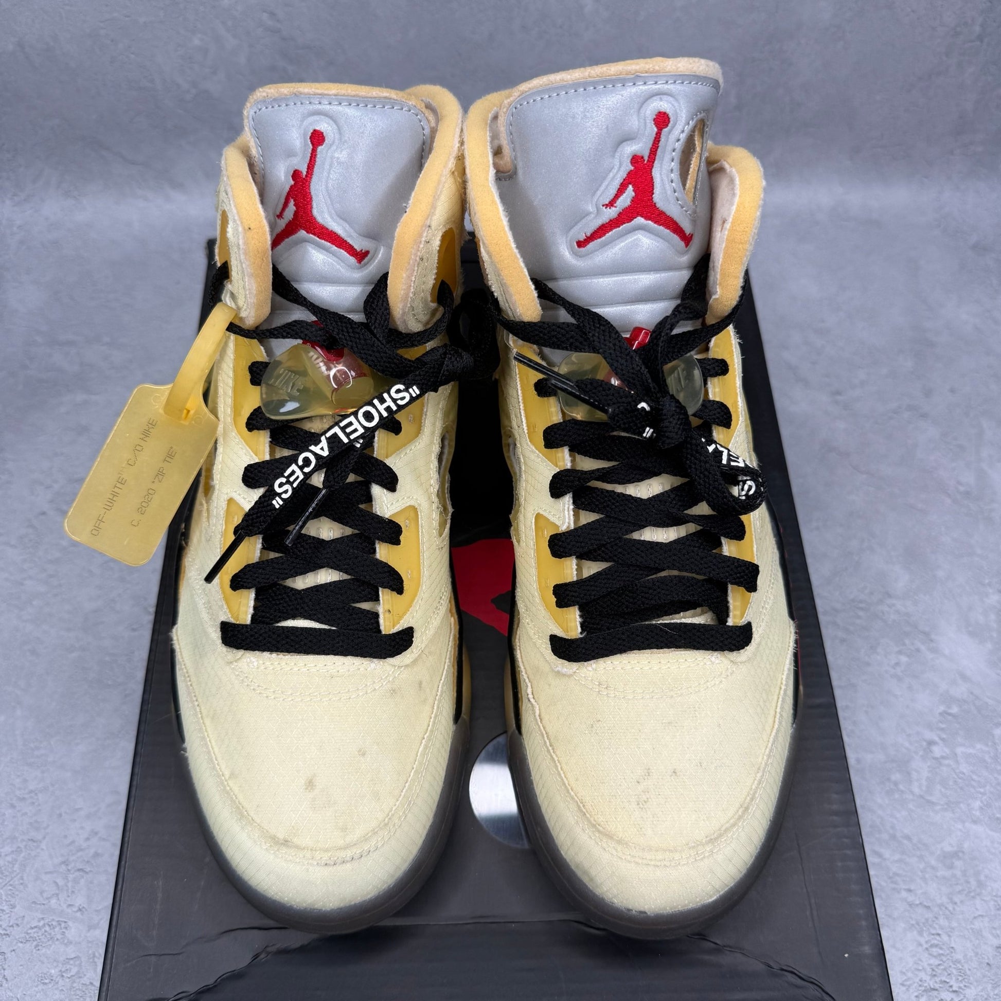 Jordan 5 Retro Off - White Sail *pre - owned* HOLES CUT OUT SIZE 8.5 - Kicks Collective PA - Jordan - DH8565-100 - Men's Shoes - 8.5M/10W - Pre - Owned