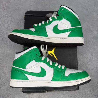 Jordan 1 Mid Lucky Green *pre - owned* SIZE 12 - Kicks Collective PA - Jordan - DQ8426-301 - Men's Shoes - 12M/13.5W - Pre - Owned - Original Box (Damaged)