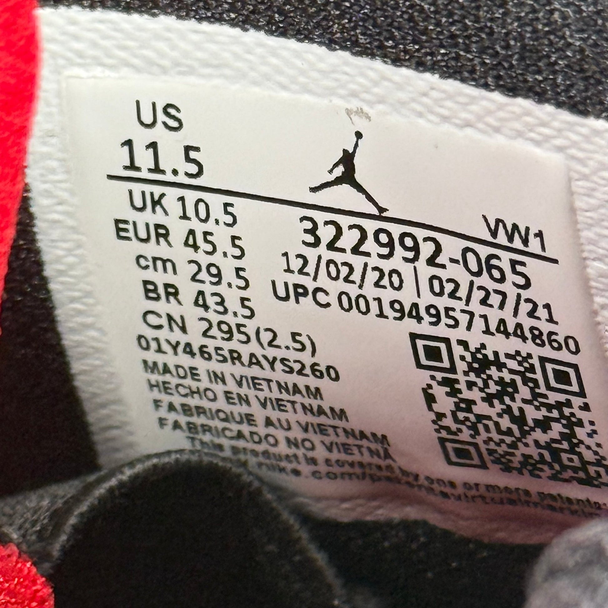 Jordan 6 Rings Black Red Sulfur - Kicks Collective PA - Jordan - 322992 - 065 - Men's Shoes - 11.5M/13W - Brand New