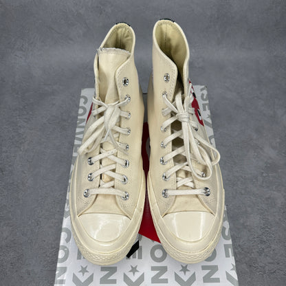 Converse Chuck Taylor All Star 70 Hi Comme des Garcons PLAY White *pre-owned* SIZE 10M/12W