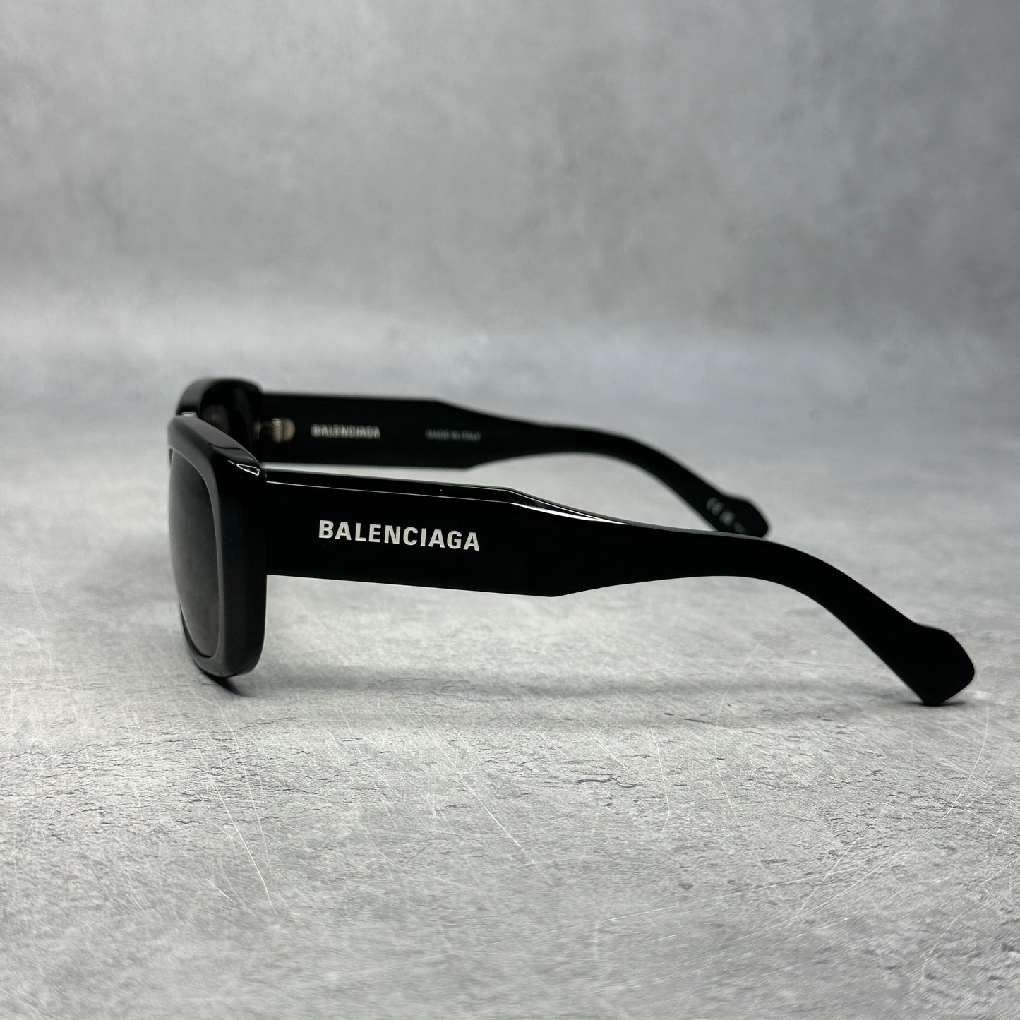 Balenciaga Square Rectangle Sunglasses Black/Black/Grey *pre-owned*