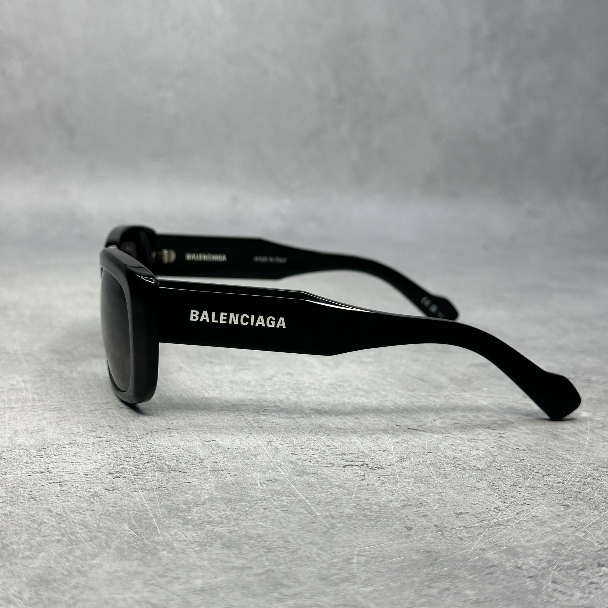 Balenciaga Square Rectangle Sunglasses Black/Black/Grey *pre-owned*