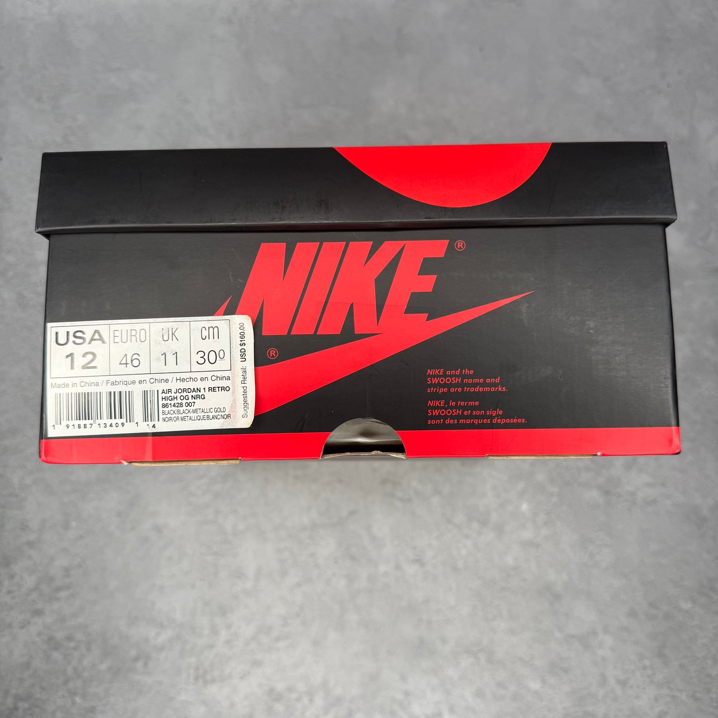 Jordan 1 Retro High NRG Patent Gold Toe *pre-owned* SIZE 12