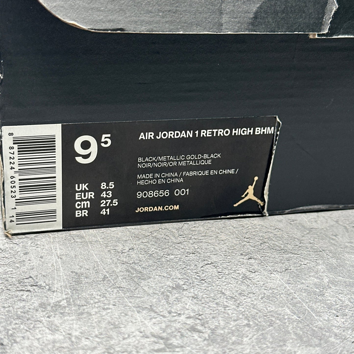 Jordan 1 Retro BHM (2017) *pre - owned* SIZE 9.5 - Kicks Collective PA - Jordan - 908656-001 - Men's Shoes - 9.5M/11W - Pre - Owned - Original Box (Damaged)