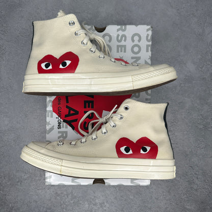 Converse Chuck Taylor All Star 70 Hi Comme des Garcons PLAY White *pre-owned* SIZE 10M/12W