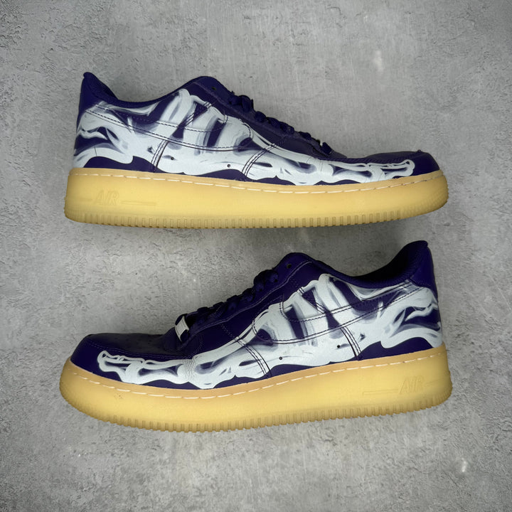 Nike Air Force 1 Low '07 QS Purple Skeleton Halloween (2021) *pre-owned* SIZE 9.5