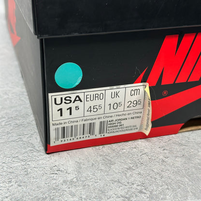 Jordan 1 Retro High Black Gym Red *pre-owned* SIZE 11.5