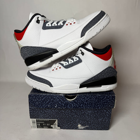 Jordan 3 Retro Fire Red Denim *pre-owned* (SIZE 11)