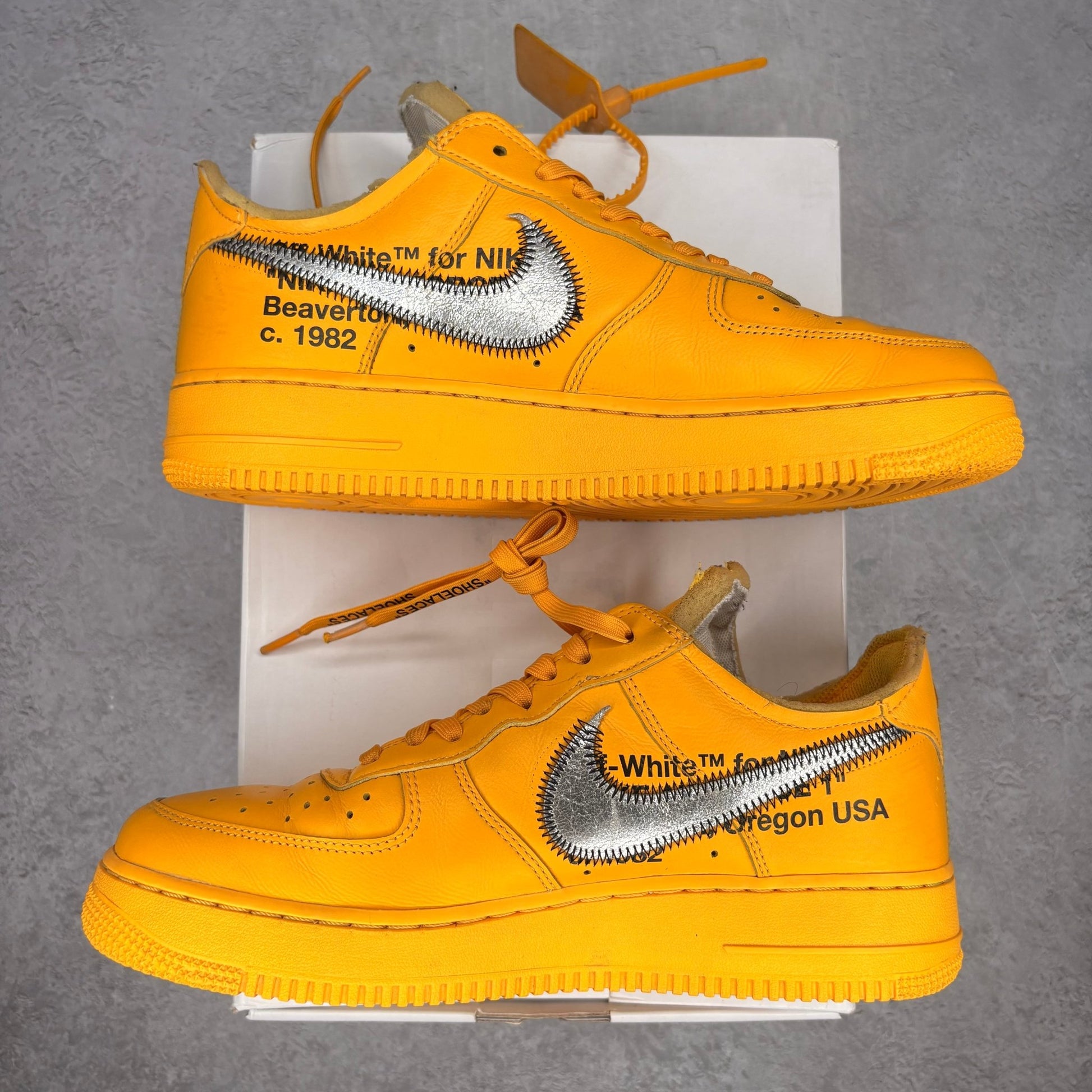Nike Air Force 1 Low Off - White ICA University Gold *pre - owned* SIZE 9 - Kicks Collective PA - Nike - DD1876-700 - Men's Shoes - 9M/10.5W - Pre - Owned