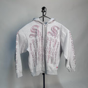 Supreme Rhinestone Zip Up Hooded Sweatshirt Ash Grey *pre-owned* SIZE XL