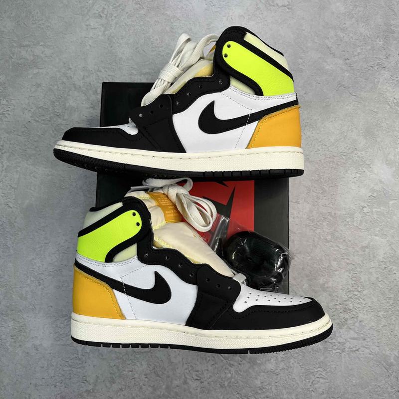 Jordan 1 Retro High White Black Volt University Gold - Kicks Collective PA - ASICS - 555088 - 118 - Men's Shoes - 4M/5.5W - Brand New