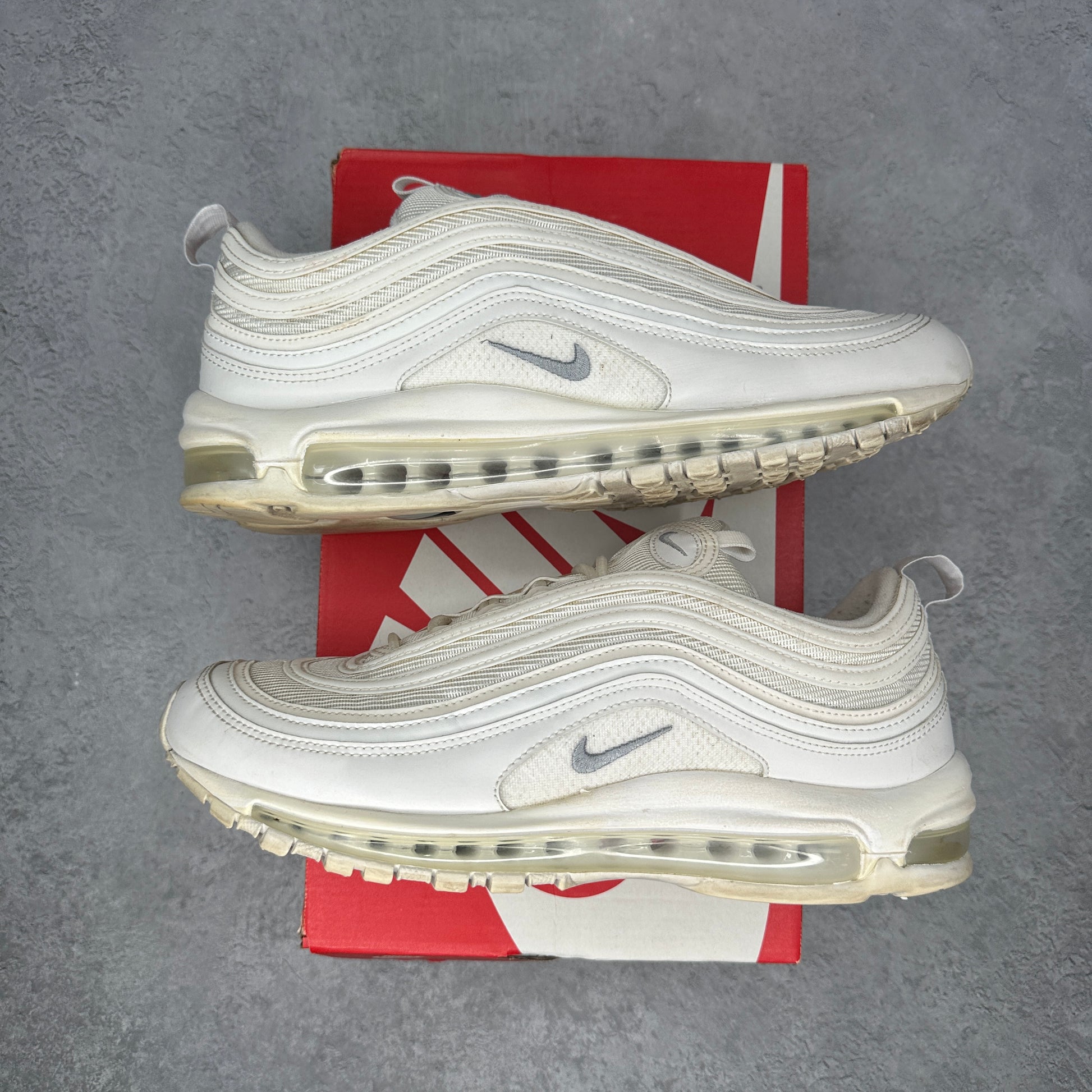 Nike Air Max 97 Triple White Wolf Grey *pre-owned* SIZE 10.5