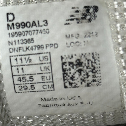 New Balance 990v3 MiUSA Teddy Santis Sea Salt *pre-owned* SIZE 11.5