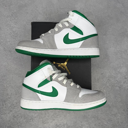 Jordan 1 Mid SE White Pine Green Smoke Grey (GS) *pre - owned* SIZE 5.5Y - Kicks Collective PA - Jordan - DC7248-103 - Kid's Shoes - 5.5Y - Pre - Owned