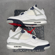 Jordan 4 Retro Midnight Navy FACTORY FLAW UPSIDE DOWN SWOOSH