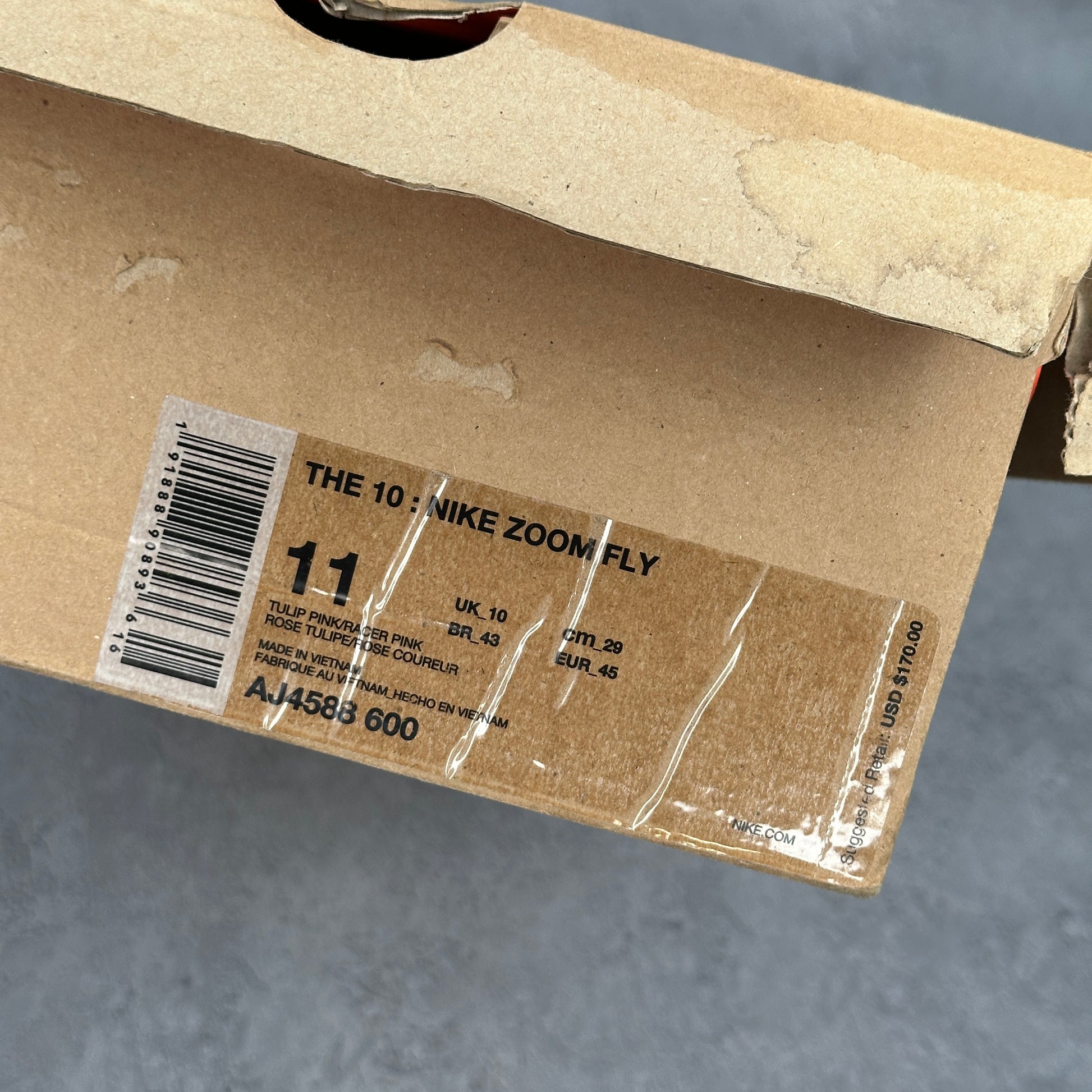 Nike Zoom Fly Off-White Pink *pre-owned* SIZE 11